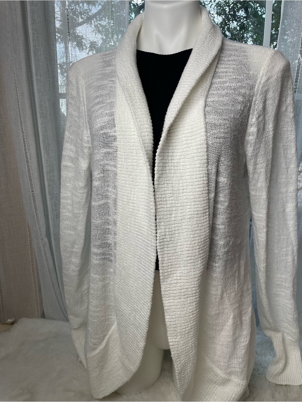 Lilly Pulitzer White Open-Front Shawl Collar Cardigan